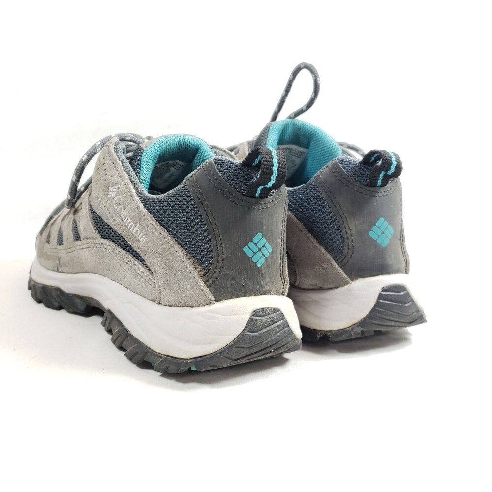 Columbia Womens Size 9 Hiking Trail Shoes Gray Suede Blue Mesh Lightweight - Picture 5 of 9